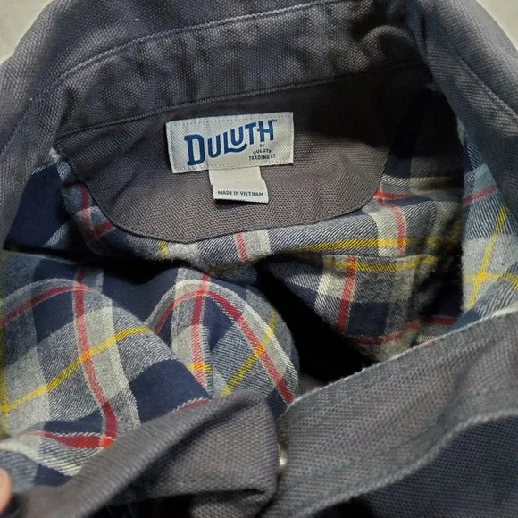 Duluth‎ Gray Canvas Flannel Snap Utility Jacket Men Large Classic Casual Gorp